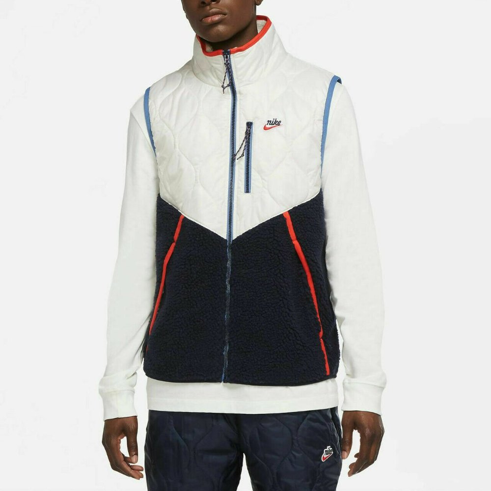Men's Nike Heritage Insulated Sherpa Vest Multi-Color Comfort CU4450-104 Size